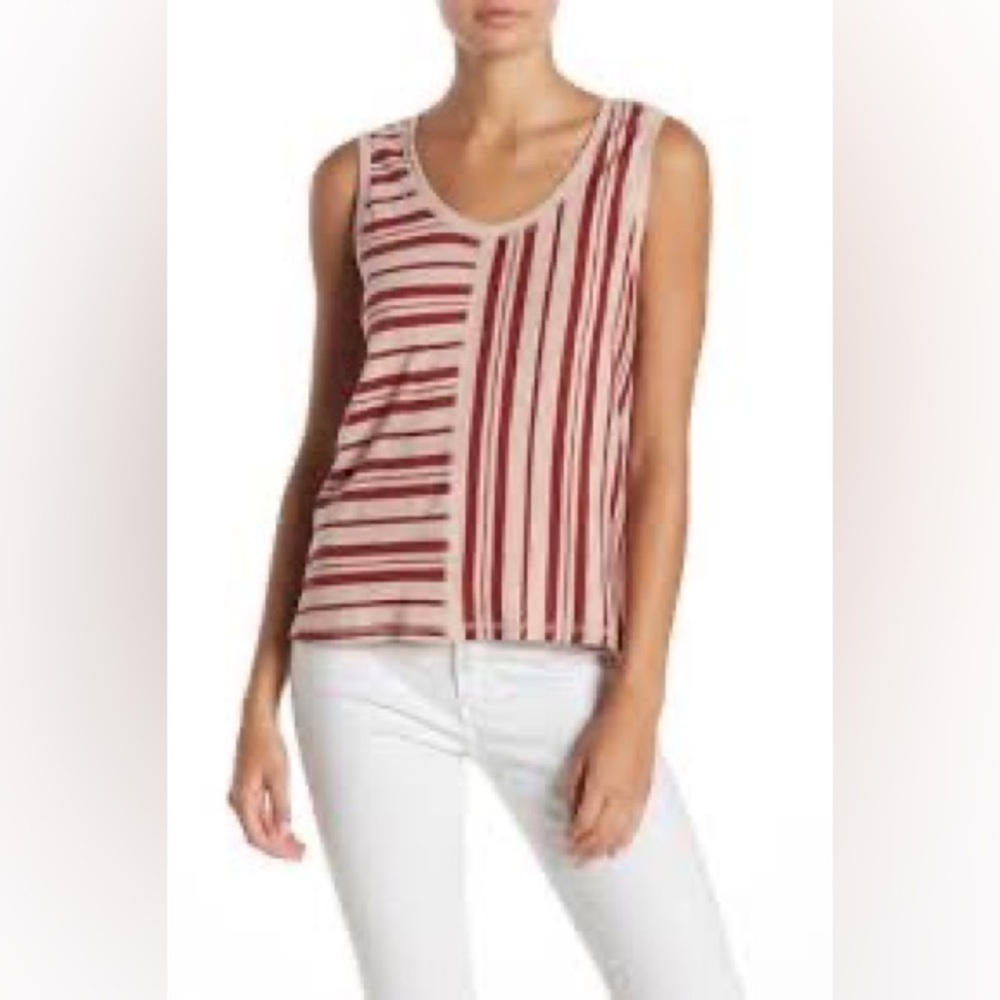 164- Susina NWOT Rust & Tan Stripped Sleeveless Top, Size Small.